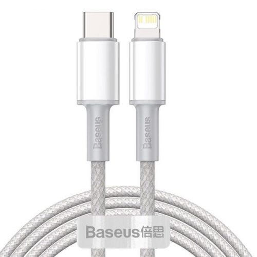 Baseus USB Type-C - Lightning nagy sűrűségű fonott kábel, 20W, PD, 2m, fehér