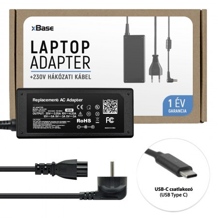 HP 20V 3.25A / 15V 4.33A / 12V 5A / 9V 3A / 5V 3A (65W) USB-C (Type-C) laptop töltő