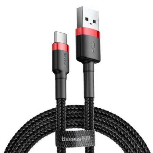 Baseus Cafule USB-USB-C töltőkábel 3A, 1m, piros-fekete (CATKLF-B91)