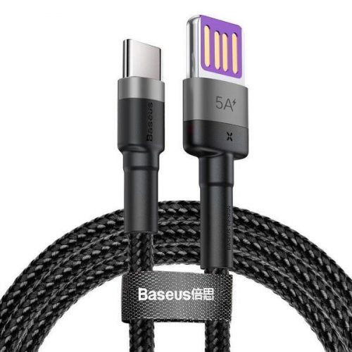 Baseus Cafule USB-USB-C kábel Huawei SuperCharge, QC 3.0, 5A, 1m, fekete-szürke (CATKLF-PG1)