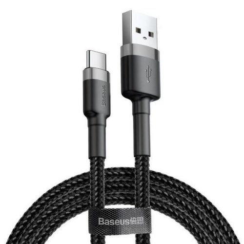 Baseus Cafule USB-USB-C töltőkábel 2A, 3m, szürke-fekete (CATKLF-UG1)