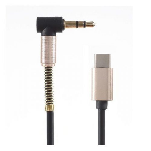 Audió adapter (Type-C, - 3.5mm jack csatlakozó, kábeltörés elleni védelem, 100cm) FEKETE