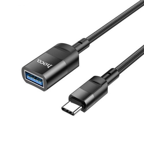 Hoco U107 USB-A aljzat OTG - USB Type-C kábel, 3A, 1.2m, fekete