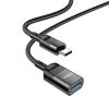 Hoco U107 USB-A aljzat OTG - USB Type-C kábel, 3A, 1.2m, fekete