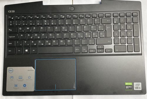 Dell G3 15 3500 gyári használt magyar fekete billentyűzet modul, touchpaddal, bekapcsológombbal, újlenyomat olvasóval  (09K12Y)