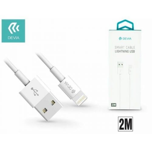 Devia Apple iPhone Lightning USB adat és töltőkábel, 2m, fehér