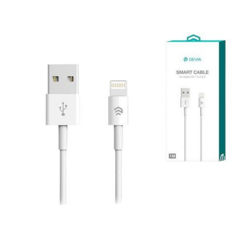 Devia Smart Apple iPhone 5 / 5C / 5S / SE / iPad 4 / iPad Mini USB töltő és adatkábel, 1m, fehér